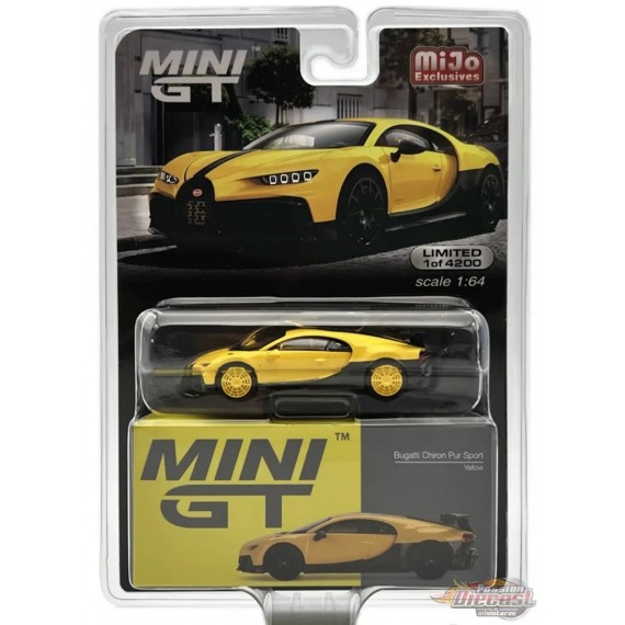 CHASE CAR Bugatti Chiron Pur Sport Yellow - Mini GT - 1:64 - MGT00428GR ...