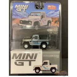 CHASE CAR Mini GT - Land Rover Defender 90 Pickup White - Mijo Exclusives USA - MGT00338GR Passion Diecast