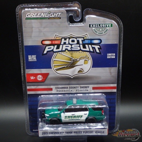 GreenMachine Pensacola, Florida - 2021 Chevrolet Tahoe Police Pursuit Vehicle - Hobby Exclusive - 1/64 Greenlight - 30381GR