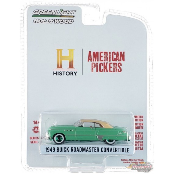 GreenMachine 1949 Buick Roadmaster Convertible - American Pickers - Hollywood Series 37 - 1/64 Greenlight - 44970 DGR