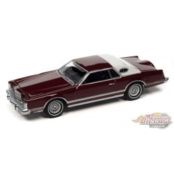 1979 Lincoln Continental Mark V en poly rouge foncé avec toit à moitié blanc - Auto World - 1/64 - AWSP127 B