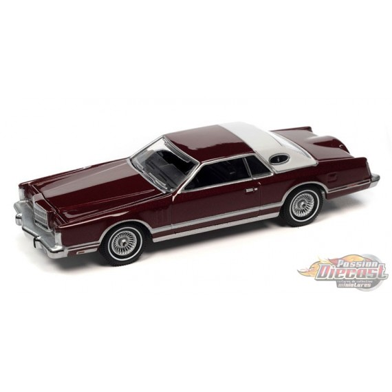 1979 Lincoln Continental Mark V en poly rouge foncé avec toit à moitié blanc - Auto World - 1/64 - AWSP127 B Passion Diecast