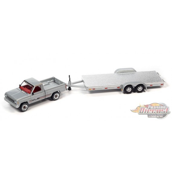 Camionnette Ford Ranger 1983 avec remorque ouverte en argent métallique - Truck&Trailers - Johnny Lightning 1:64 - JLSP316 B
