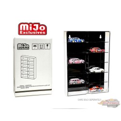 Showcase 1:64 12-Car Display Case Wall Mount Plastic Black Back Version With Cover - Mijo Exclusive 1/64 - MJ08012BK