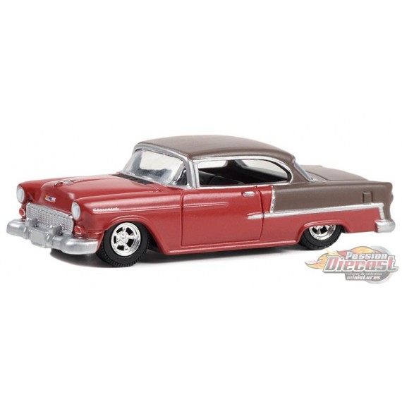 1955 Chevrolet Bel Air in Ruby Red and Matte Bronze - California Lowriders Series 3 -1/64 Greenlight - 63040 A Passion Diecast