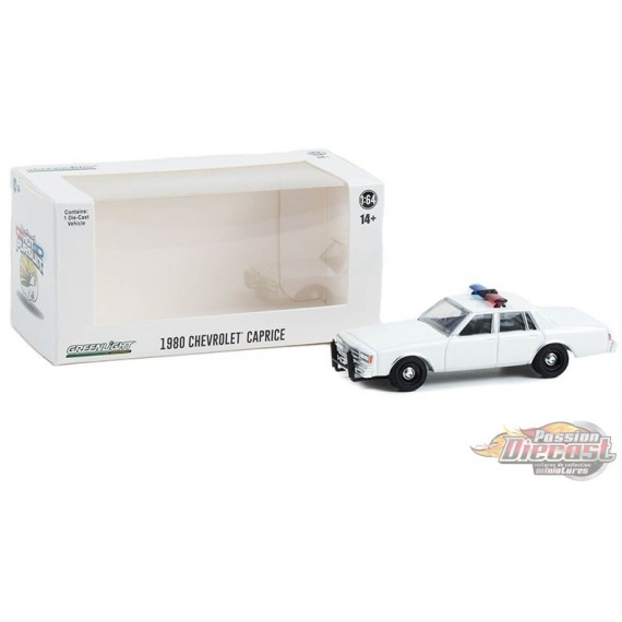 Police - 1980-90 Chevrolet Caprice with Light Bar and Push Bar in White - Hobby Exclusive - 1/64 Greenlight - 43005 B