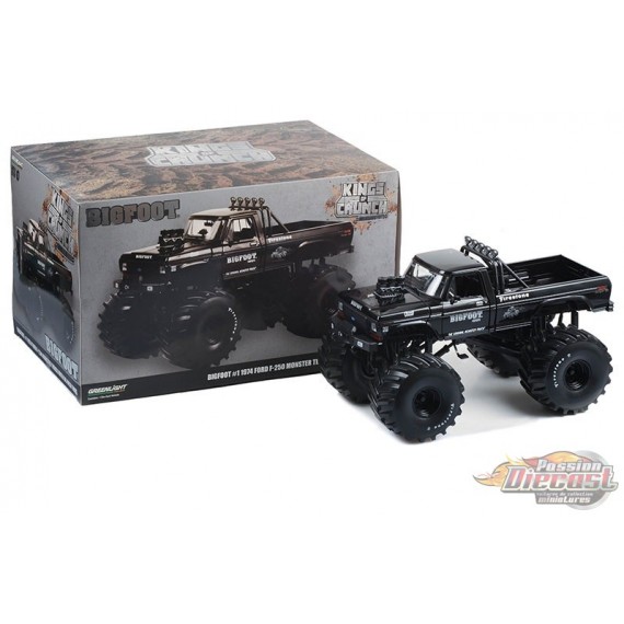 Bigfoot No.1 - 1974 Ford F-250 Monster Truck avec pneus 66" - Black Bandit Edition - 1/18  Greenlight - 13650 Passion Diecast