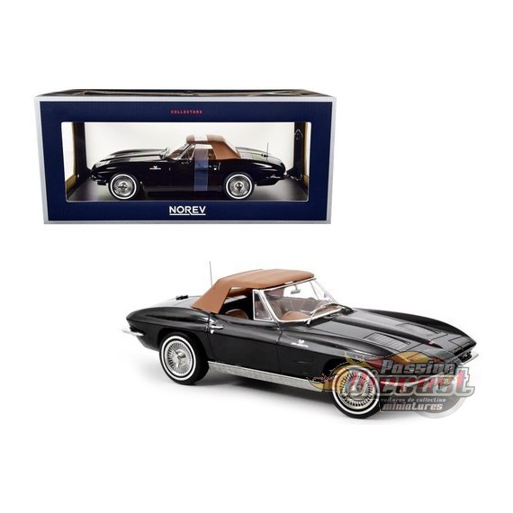 Chevrolet Corvette Sting Ray Cabriolet 1963 - Noir - Norev - 1-18 - 189055 - Passion Diecast