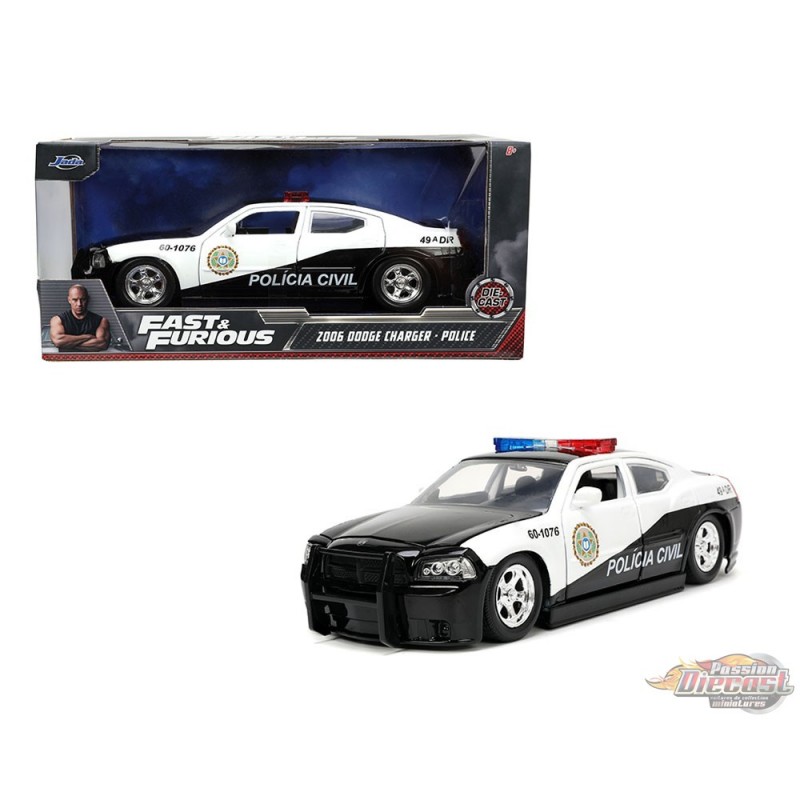 thumbnail image 2 of Jada 1/32 Fast & Furious 2006 Dodge Charger Police Car – Diecast Model, 2023, 33666, Black & White 2 of 5