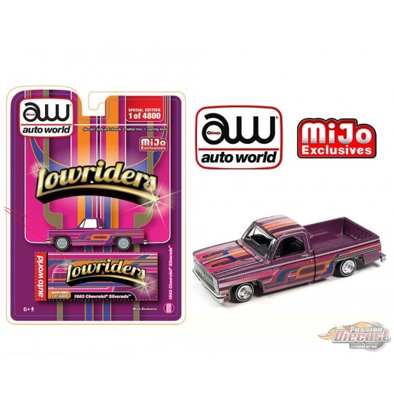 1983 Chevrolet Silverado Pickup Lowriders Limited 4,800 Piece - Purple - Mijo Exclusives - Auto World - 1/64 - CP8026