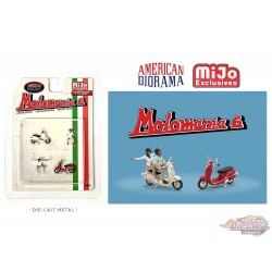 Ensemble de Motomania 6 - Ensemble 4 pièces en métal - American Diorama 1/64 - AD-76515MJ
