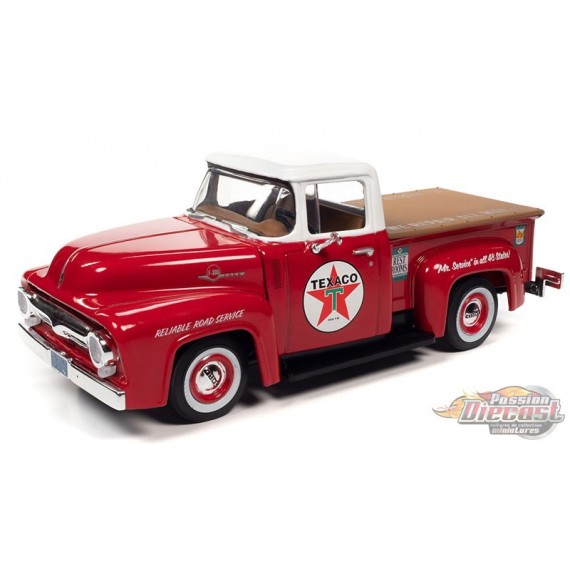 Texaco Truck Series No.39 - 2022 1956 Ford F100 Service Station Pickup Truck Red - Auto World & Round 2 - 1/24 - CP7961