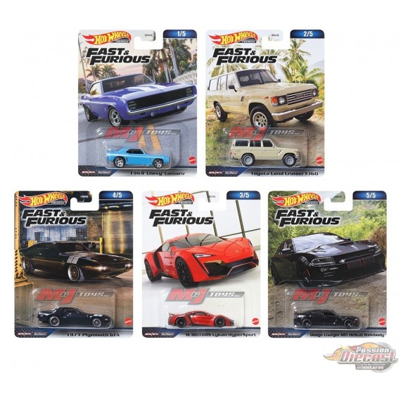 Hot Wheels - Car Culture - 1:64 - Fast & Furious Premium 2023 B - Assortment - Set Of 5 Cars - HNW46-956A
