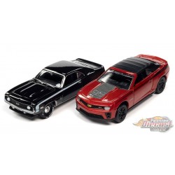 NICKEY - 1969 Chevrolet Camaro SS - 2013 Chevrolet Camaro ZL1 Convertible - Set of 2 - Johnny Lightning - 1:64 - JLSP320 A