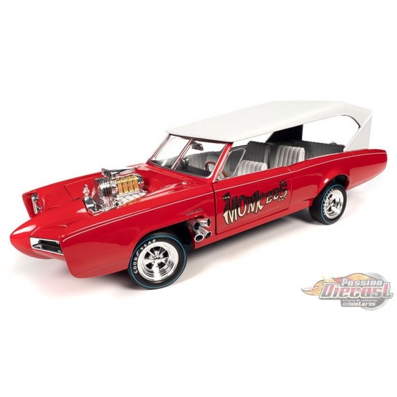 Monkeemobile - Carrosserie rouge avec toit plat blanc et graphiques Monkees - Auto World - 1/18 - AWSS144 - Passion Diecast 