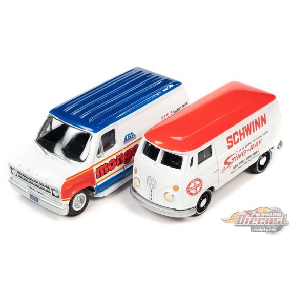 BMX/Freestyle Bikes Pack - Schwinn 1965 VW Type 2 - Mongoose 1976 Ford Van - Set de 2 - Johnny Lightning - 1:64 - JLSP342 A