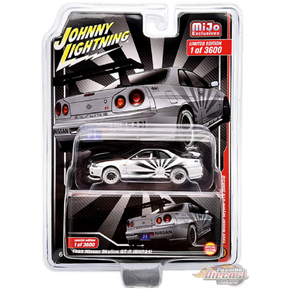 CHASE 1999 Nissan Skyline GT-R - Rising Sun (gris mat) Mijo Exclusives - Johnny Lightning 1/64 - JLCP7418GR