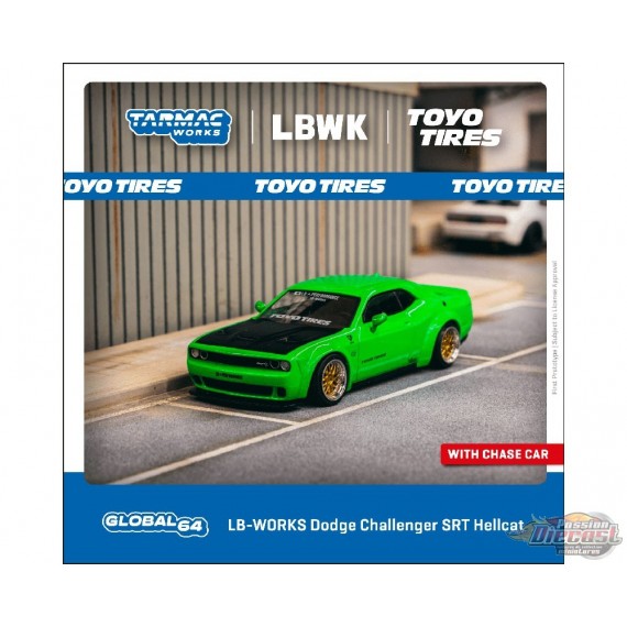 LB-WORKS Dodge Challenger SRT Hellcat - Green Metallic - Tarmac - 1/64 - T64G-TL039-GR Passion Diecast