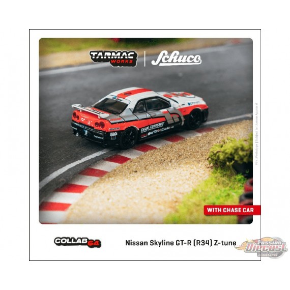 Nissan Skyline GT-R (R34) Z-tune - Blanc/Rouge/Noir - Tarmac - 1/64 - T64S-014-GT Passion Diecast