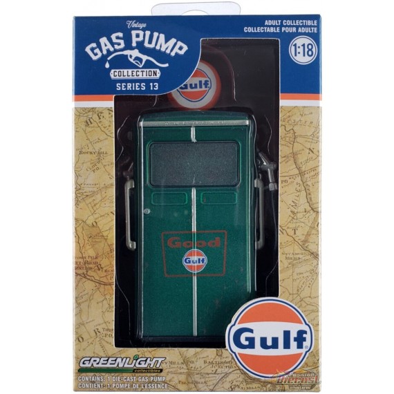 GreenMachine Gulf Oil - 1954 Tokheim Pompe à essence Gulf - Vintage Gas Pump Collection Series 13 - Greenlight 1/18 - 14130 CGR