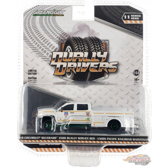 GreenMachine Camion d'entretien Pacific Railroad - Chevrolet Silverado - Dually Drivers Series 11 - 1/64 Greenlight - 46110 CGR
