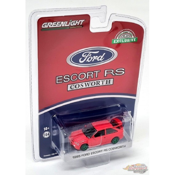 GreenMachine 1995 Ford Escort RS Cosworth en rouge éclatant - Hobby Exclusive - 1/64 Greenlight - 30380GR