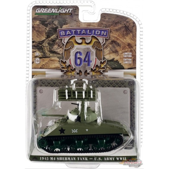 GreenMachine 1945 M4 Sherman Tank - U.S. Army World War II - Hobby Exclusive - 1/64 Greenlight - 30405GR