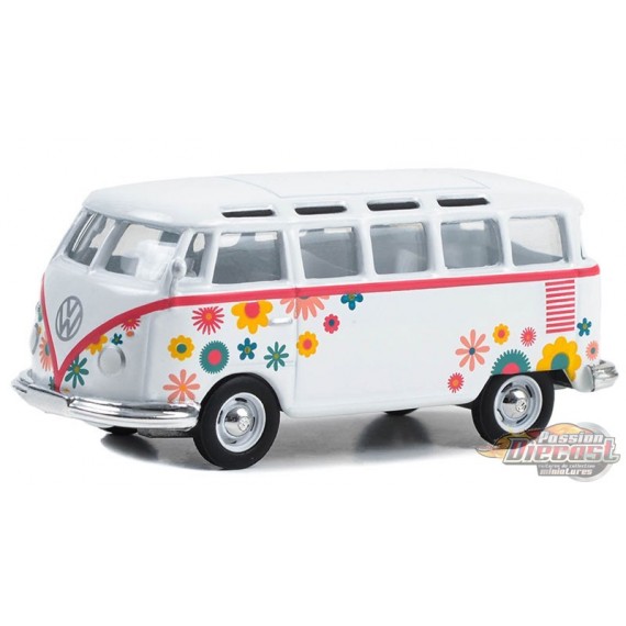 Flower Power - 1964 Volkswagen Type 2 (T1) Samba Bus - Club Vee-Dub Series 17 - 1/64 Greenlight - 36080 B