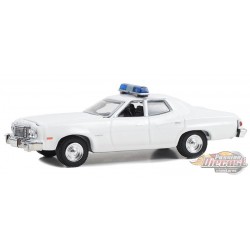 Police - 1974-76 Ford Gran Torino Sedan with Light Bar and Push Bar in White - Hobby Exclusive - 1/64 Greenlight - 43012 B