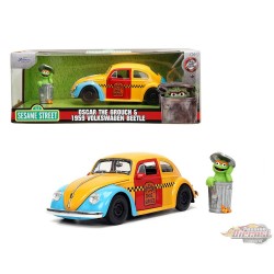 1959 Volkswagen Beetle With Oscar The Grouch Figure - Sesame Street - Hollywood Rides -  Jada 1/24 - 32801