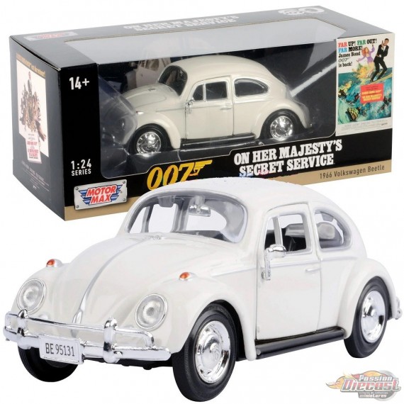 1966 Volkswagen Beetle (Blanc) - 007 James Bond Collection - 60 Years of Bond - Motormax 1-24 - 79854 - Passion Diecast