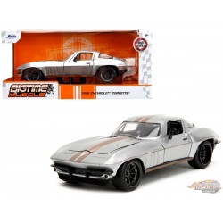 1966 Chevrolet Corvette - Silver with Bronze Stripes - Bigtime Muscle - Jada 1/24 - 34208 - Passion Diecast 