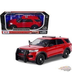 2022 Ford Police Interceptor Utility with Light Bar - Red - Motormax 1-24 - 76988 RD - Passion Diecast 