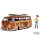 1962 Volkswagen T1 Bus with Woody Figure - Disney Pixar Toy Story - Jada 1/24 - 33176 Passion Diecast