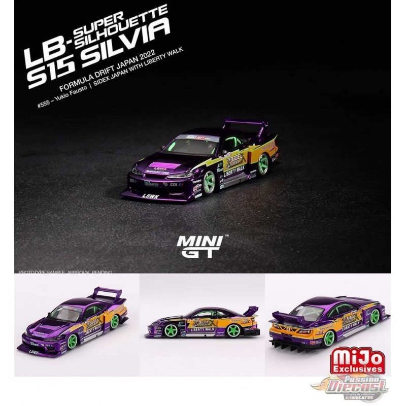 Mini GT 1:64 #567 Nissan S15 SILVIA LB-Super Silhouette #555 2022 Formula  Drift Japan – Chrome Purple – Mijo Exclusives (preorder)