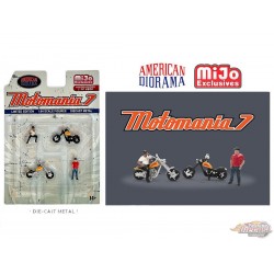 Ensemble Motomania 7 Chopper Biker - Ensemble 4 pièces en métal - American Diorama 1/64 - AD-76520 MJ Passion Diecast