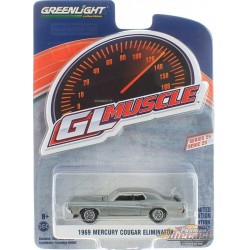GreenMachine 1969 Mercury Cougar Eliminator in Medium Blue Iridescent -   GL Muscle Series 25 -1-64 Greenlight - 13300 BGR