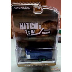 GreenMachine 14' Livestock Trailer in Dark Blue - Hitch & Tow Trailers - Hobby Exclusive - 1/64 Greenlight - 30425GR