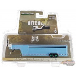 GreenMachine Remorque à bétail continu de 26 pi Bleu clair - Hitch & Tow Trailers - Hobby Exclusive - 1/64 Greenlight - 30422GR