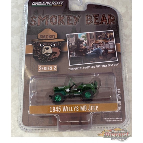 GreenMachine 1945 Willys MB Jeep - Smokey Bear Series 2 - 1/64 Greenlight - 38040 AGR
