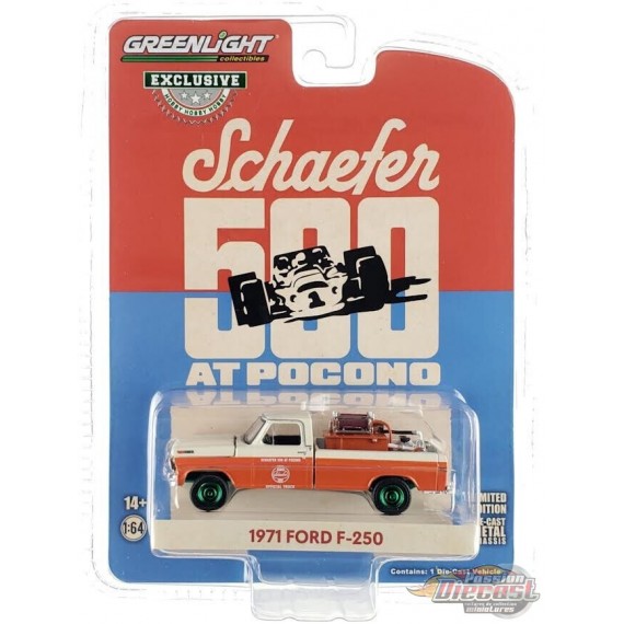 GreenMachine 1971 Schaefer 500 at Pocono Official Truck - 1971 Ford F-250 Pickup - Hobby Exclusive - 1/64 Greenlight - 30398GR