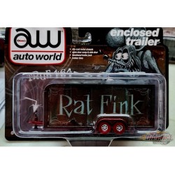 CHASE CAR Rat Fink - Remorque fermée en Gun Metal Flatz avec Rat Rod Graphics - Auto World - 1/64 - AWSP119GR