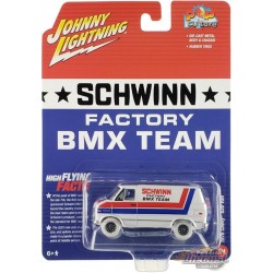 CHASE CAR Schwinn 1976 Chevy Van G20 BMX/Freestyle Bikes in White - Johnny Lightning 1/64 - JLSP311GR