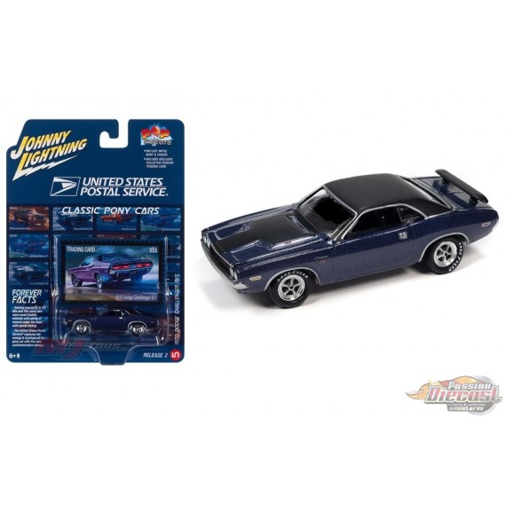 1970 Dodge Challenger R/T en violet avec toit noir - Johnny Lightning 1/64 - JLSP331 Passion Diecast