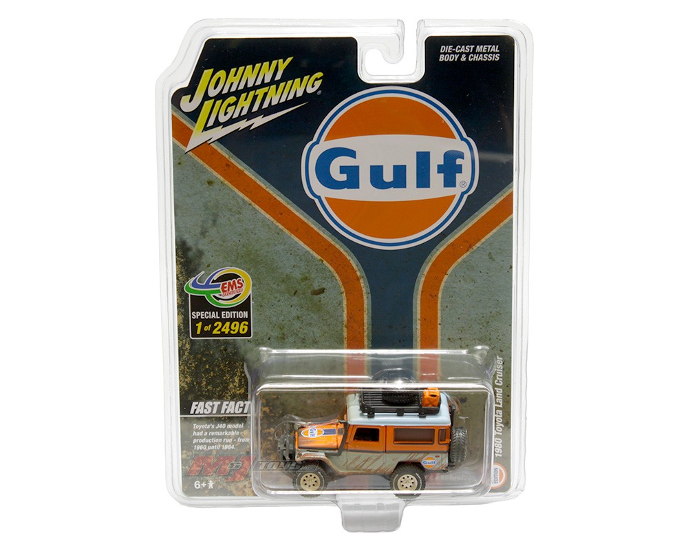 1980 Toyota Land Cruiser Gulf Muddy - EMS Exclusive Special Edition -  Johnny Lightning 1/64 - JLCP7444