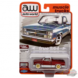 CHASE CAR 1985 Chevy Silverado Pickup Tk in Light Blue Poly with Lower Sides and Roof - Auto World - 1/64 - AWSP131 BGR