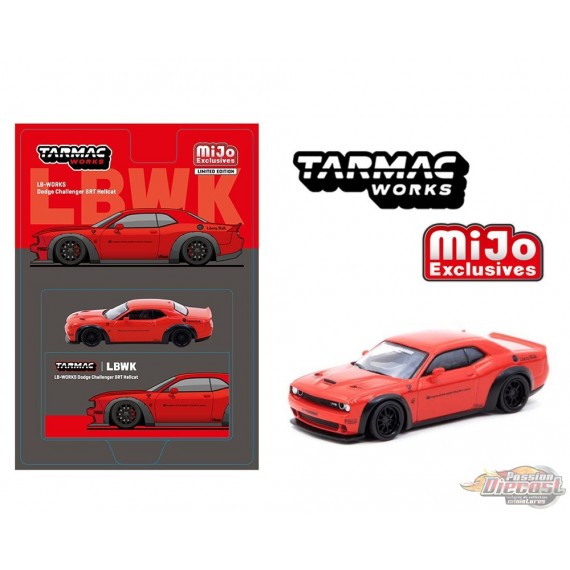 LB-WORKS Dodge Challenger SRT Hellcat - Rouge - Tarmac Works - 1/64 - T64G-TL039-RE Passion Diecast