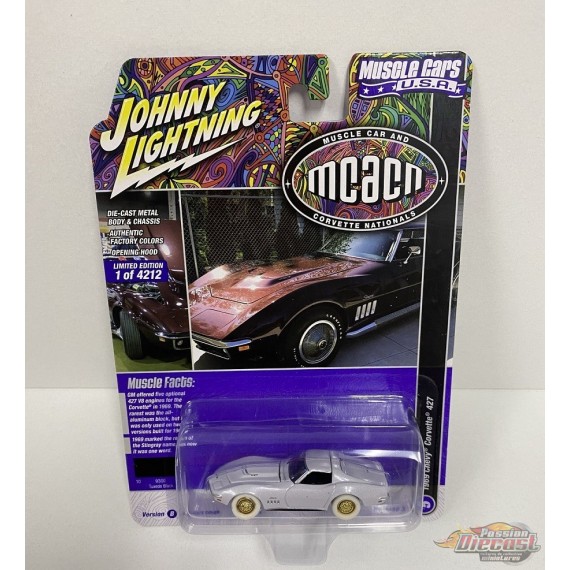 CHASE CAR 1969 Chevrolet Corvette en noir brillant - Johnny Lightning 1/64 - JLSP291 BGR Passion Diecast