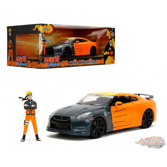 Naruto Shippuden Naruto 2009 Nissan GT R R35 Orange Grey Hollywood Rides Jada 1 24 33691 Passion Diecast