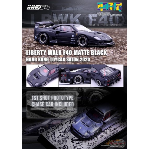 LBWK Ferrari F40 MATTE BLACK (Hong Kong Toycar Salon 2023) - INNO 64 - 1/64 - IN64-LBWKF40-HKTS23